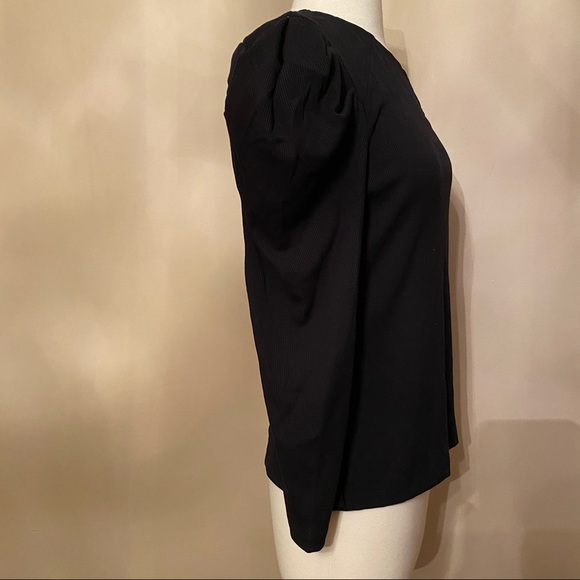 NWT Womens Black One Shoulder Puffy Sleeve Shirt - Picture 5 of 6